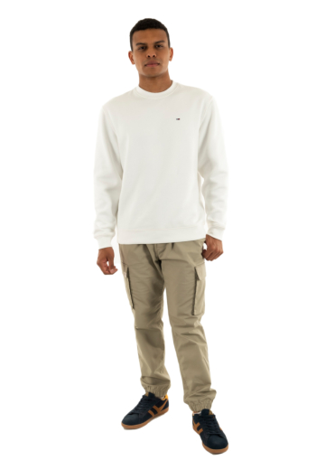 Sweat tommy jeans reg s flag crew ybl ecru