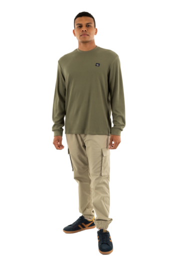 Tee shirt manches longues calvin klein jeans waffle badge crew ldy dusty olive