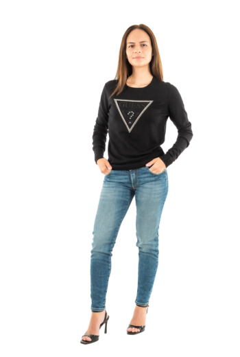 Pull hiver guess jeans kiara triangle jblk jet black a996