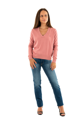 Pull leger tommy jeans essential vneck ti0 tahiti berry