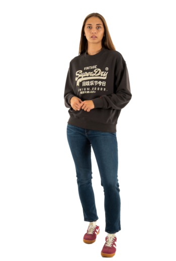 Sweat superdry embellished vl loose crew awf bison black