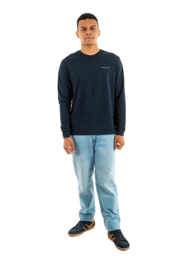 Tee shirt manches longues tommy jeans slim chest linea c1g dark night navy