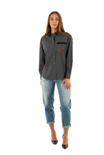 Chemisier freeman t. porter chella patches pes70 f0057 charcoal grey