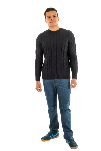 Pull hiver superdry jacob cable 98t eclipse navy