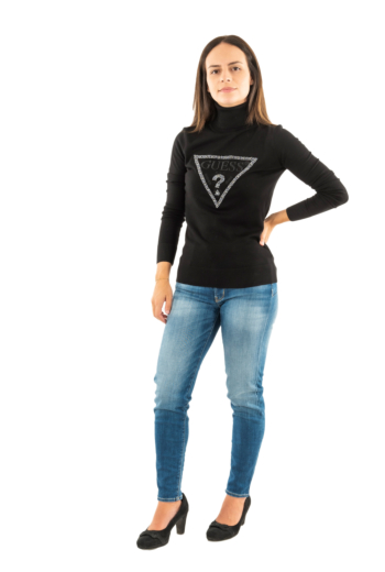 Pull hiver guess jeans melanie triangle jblk jet black a996