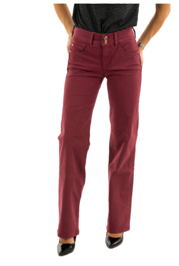 Pantalons salsa secret straight 731 dark red v1