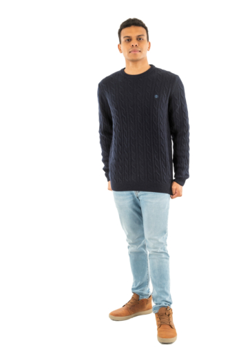 Pull hiver timberland phillips brook cable crew z021 dark sapphire/dark denim