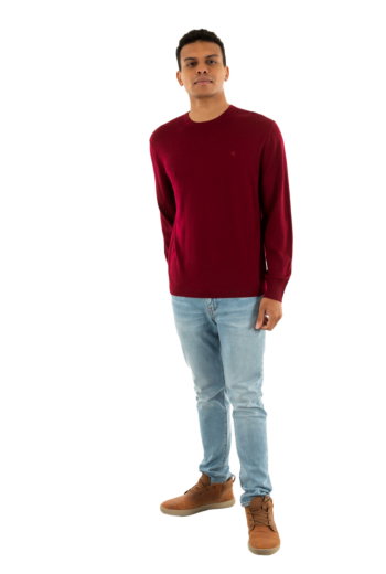 Pull hiver calvin klein jeans merino crew vaq beet red