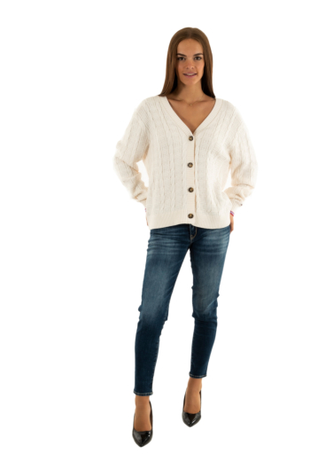 Gilets cardigans tommy jeans cable ybh ancient white