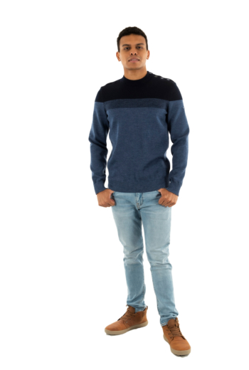 Pull hiver saint james aquitaine jean/marine