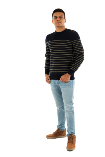 Pull hiver saint james binic marine/fougere