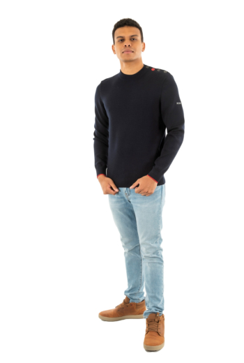 Pull hiver saint james rives navy/tulipe