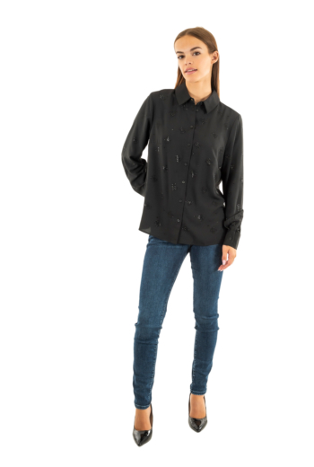 Chemisier guess jeans flore jblk jet black a996