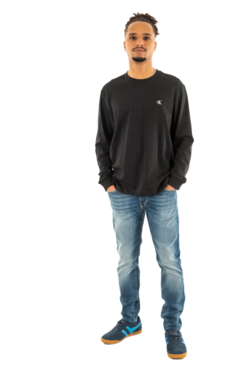 Tee shirt manches longues calvin klein jeans easy monogram ub1 black