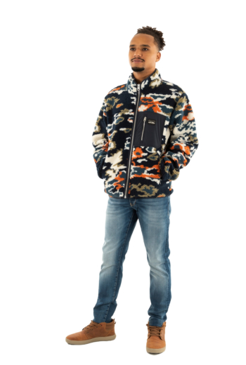 Sweat superdry printed fleece zip thru hyw lichen print