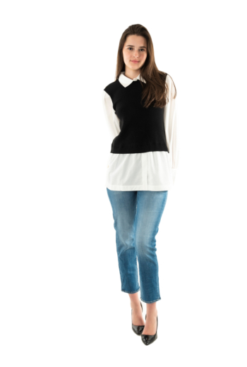 Pull hiver lola casademunt lf2511016 2nb negro-blanco