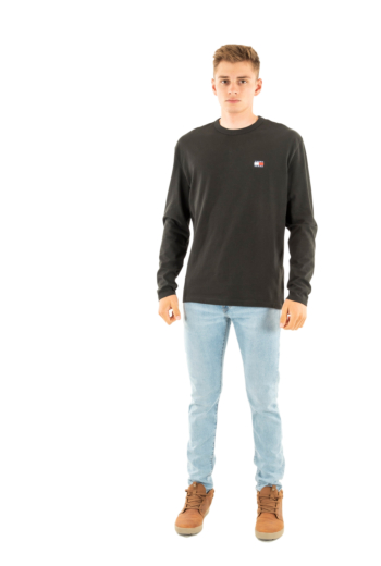Tee shirt manches longues tommy jeans reg badge bds black