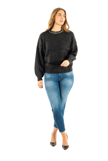 Pull hiver guess jeans arisa rhinestone jblk jet black a996