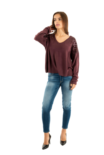 Pull hiver only starry mauve wine mauve wine sequins