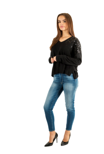 Pull hiver only starry black black sequins