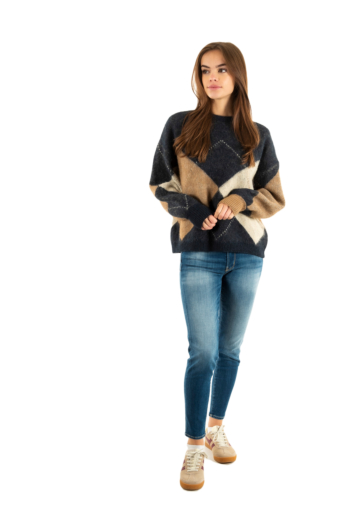 Pull hiver only noemie night sky cocoa creme/biscotti/melange/argyle
