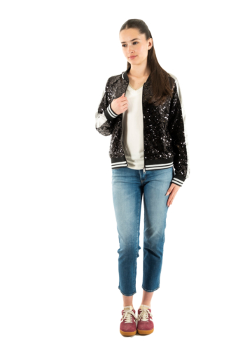 Blousons et vestes superdry sequin suikajan 17a black/silver