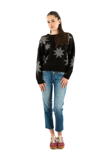 Pull hiver only rosie black silver glitter