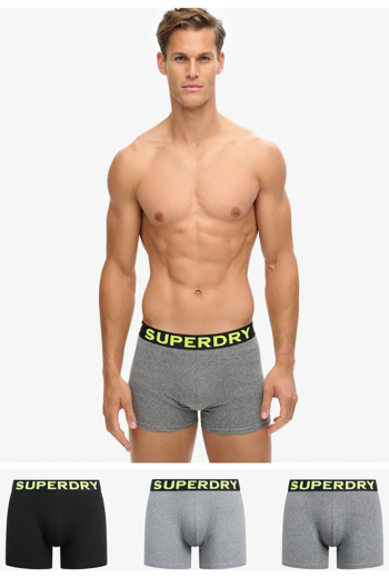 Calecons et slips superdry boxer triple pack b2l ath grey feeder/blk stripe/blk