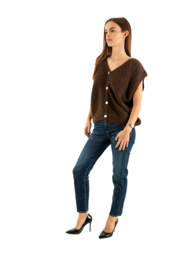 Gilets cardigans only azu seal brown melange