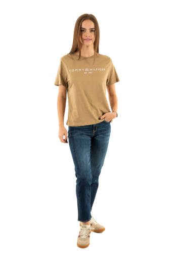 Tee shirt tommy jeans reg corp logo aei driftwood taupe