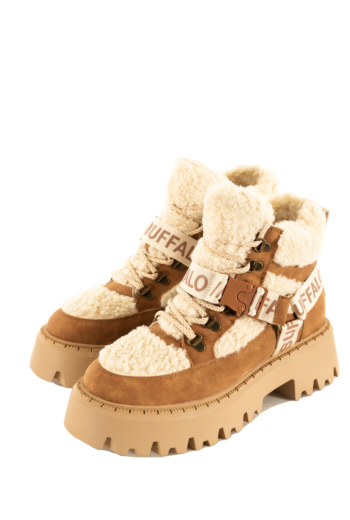 Baskets montantes buffalo aspen com mid warm beige/cogn