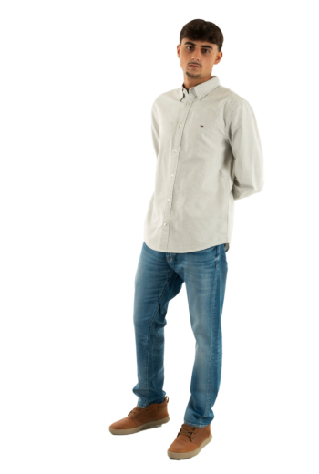 Chemise tommy jeans slim stripe oxfo gy1 dark greenery/stripes