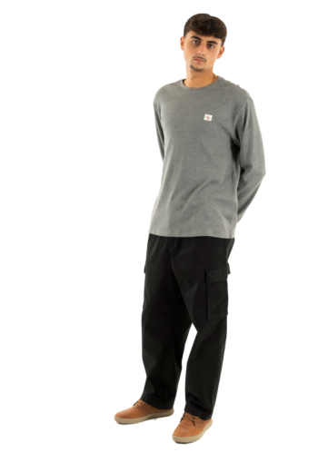 Tee shirt manches longues calvin klein jeans waffle badge crew p7e med grey htr