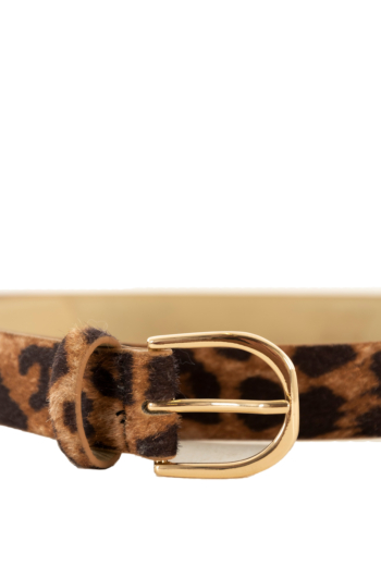Ceinture only nora toasted coconut leopard - gold metal
