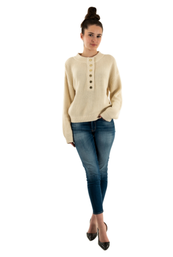 Pull hiver only nina birch gold button