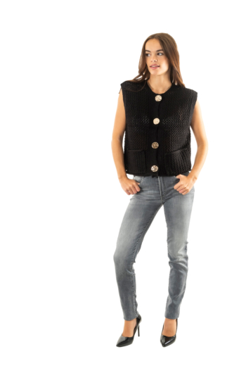 Gilets cardigans only solene black gold button