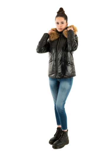 Blousons cuir rose garden nagel+fur black