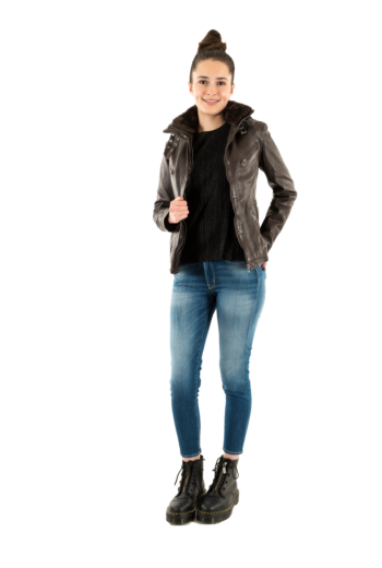 Blousons cuir rose garden annie reddish brown