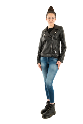 Blousons cuir portman portulip noir