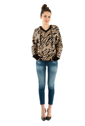 Pull hiver morgan 252-mbanc noir/beige