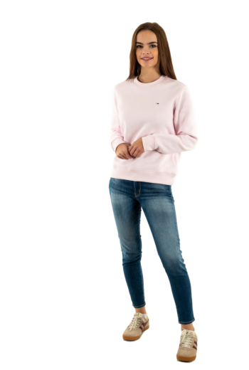 Sweat tommy jeans reg s flag crew tog light pink