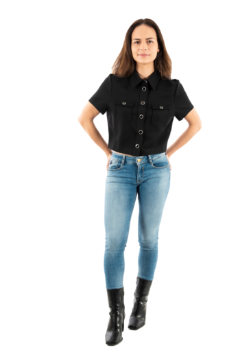 Chemisier manches courtes guess jeans olga jblk jet black a996
