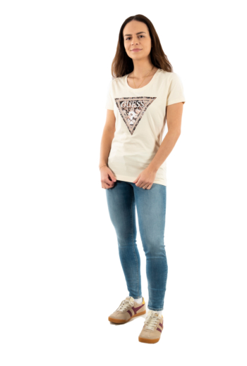 Tee shirt guess jeans leo g047 pearl white