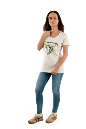 Tee shirt guess jeans camelia g012 cream white