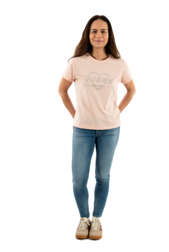 Tee shirt guess jeans narciso g66e pink good vibes