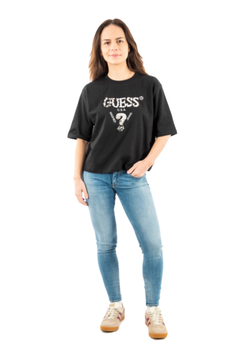 Tee shirt guess jeans aurelie fj8n black and salt multi