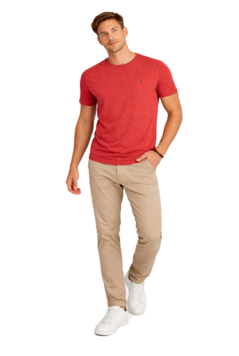 Tee shirt tommy jeans xslim jaspe xl0 terracotta red htr