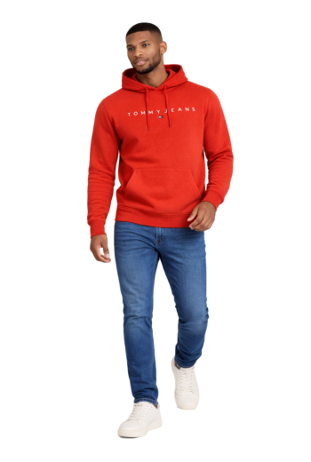 Sweat tommy jeans reg linear logo xl0 terracotta red