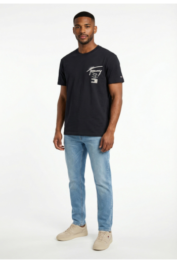 Tee shirt tommy jeans reg city sign ss c1g dark night navy
