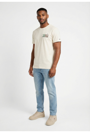 Tee shirt tommy jeans reg tj gym block ybh ancient white